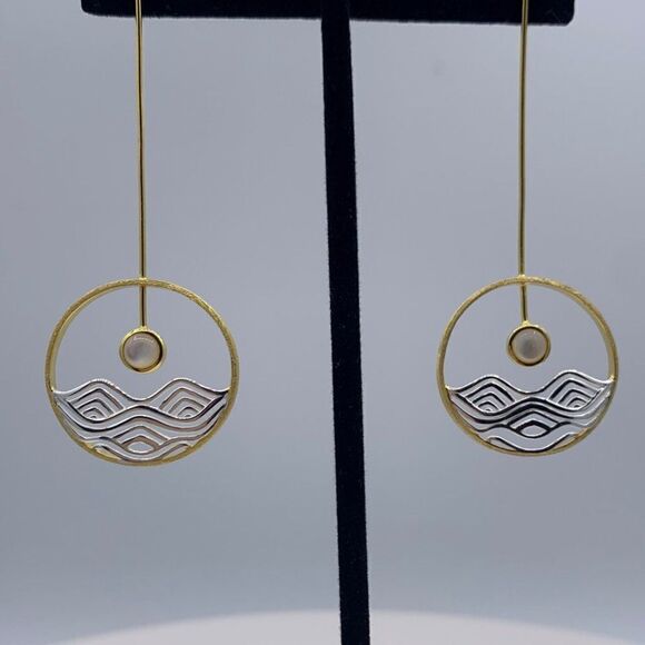 Pendant & chain, solid sterling 925 silver, real gold accent, hand made, 11 in. - Picture 10 of 16